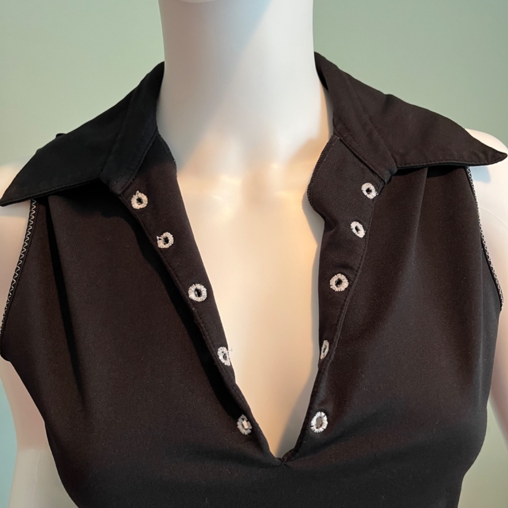 Rayure Paris Black Sleeveless V-Neck Top S - Picture 2 of 10